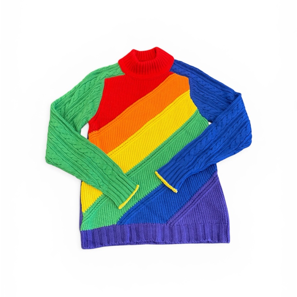 Burberry Multicolor Cable-Knit Turtleneck Sweater it’s a men’s XS EUC - Picture 2 of 11